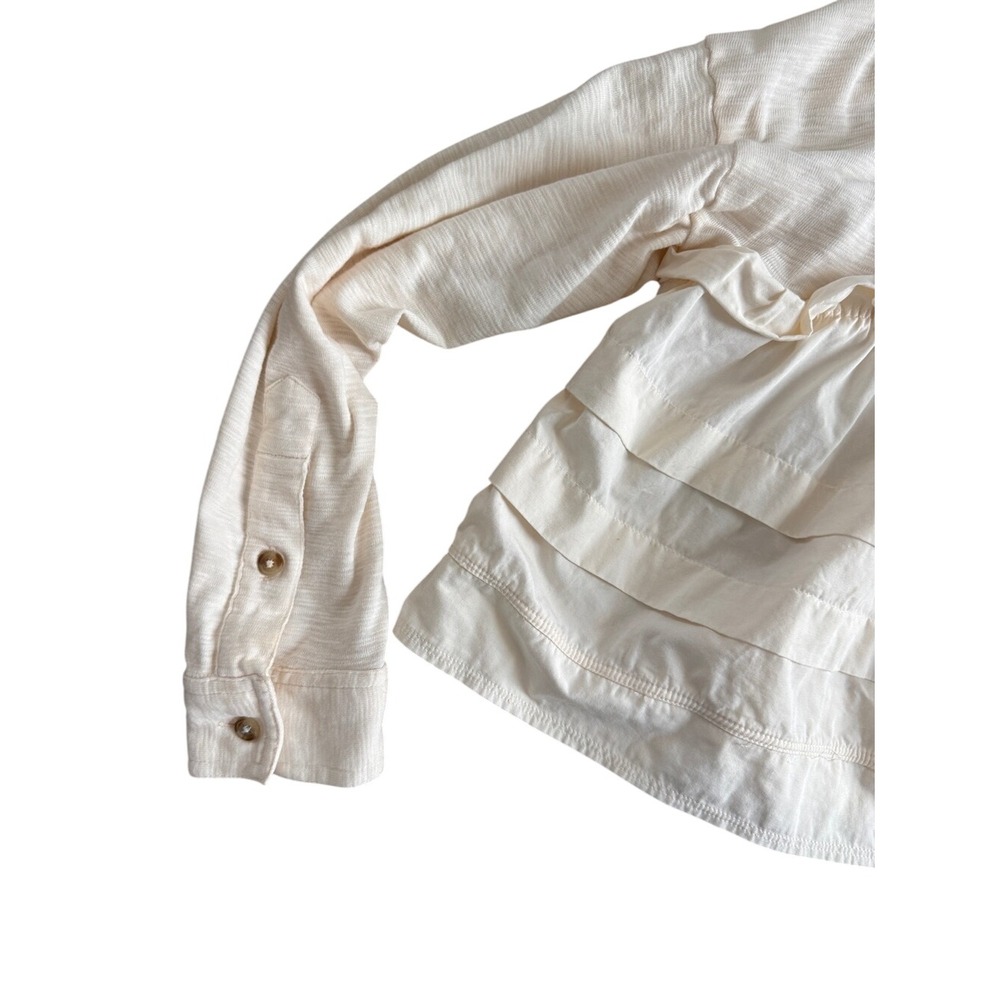 Anthropologie Pilcro Cream Long-Sleeve V-Neck Ruffled Babydoll Top XS - Picture 8 of 13